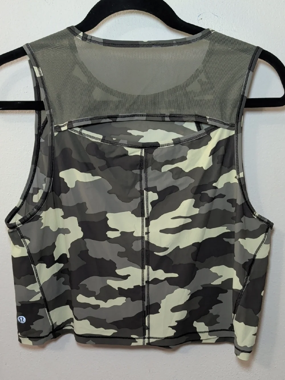Lululemon Sculpt Cropped Tank Top Heritage 365 Camo Mesh Cutout Women's Size 8*